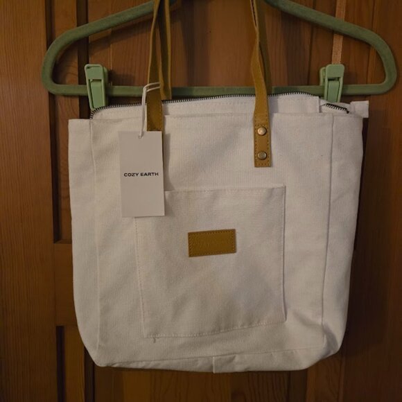 cozy earth Handbags - NWT Cozy Earth white small tote cotton canvas bag